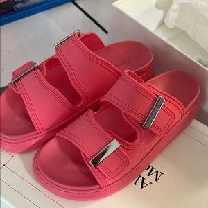 Alexander McQueen Vibrant Pink Slide Sandals